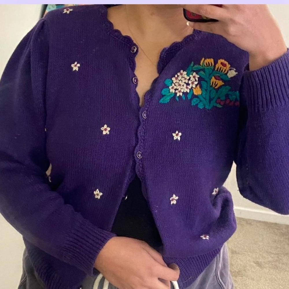 Hand Embroidered floral cardigan